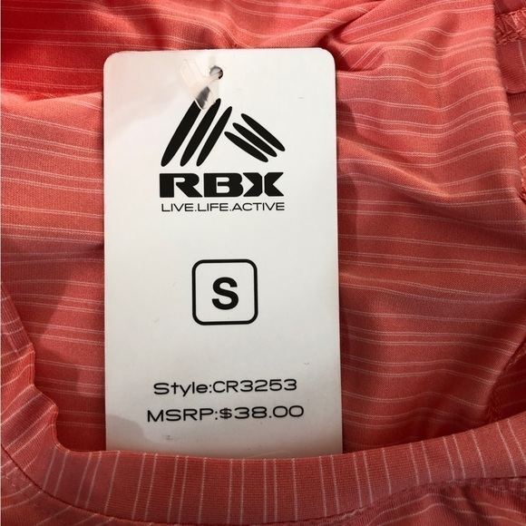 NWT RBX ACTIVE Style# CR3253 Pink/Peach Striped Moisture Wicking Tank Top Size S - Picture 3 of 5